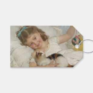 Junges Mädchen spielt mit seiner Hauskatze (Émile Geschenkanhänger