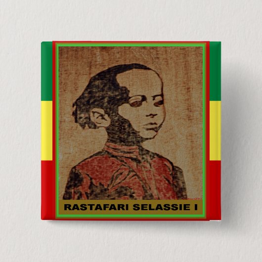 Junges Ras, junges Haile Selassie I, Jah Rastafari Button (Vorderseite)