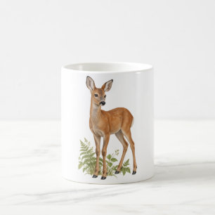 Junges Reh mit grünen Wald-Farnen Kaffeetasse