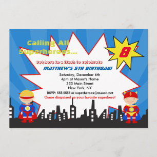 Jungesuperhero-Geburtstags-Party Einladungen