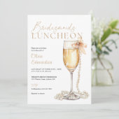 Jungfern-Lunch-Champagner-QR-Code Einladung (Stehend Vorderseite)