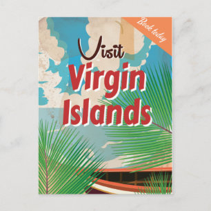 Jungferninseln Vintage-Reiseposter Postkarte