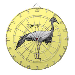 Jungfernkranich-Vogel Cartoon-Illustration Dartscheibe