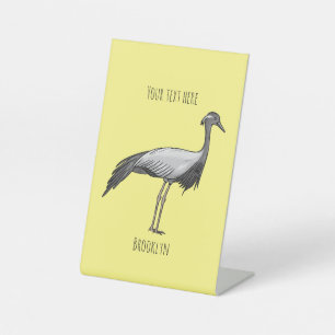 Jungfernkranich-Vogel-Cartoonsillustration Sockelschild