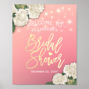 Jungfernparty-Willkommensschild Hydrangea Lichterk Poster