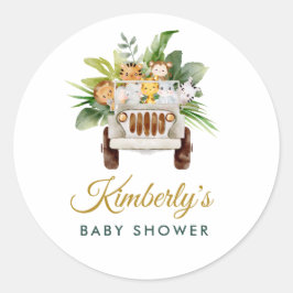 Jungfernsafari-Babydusche Runder Aufkleber