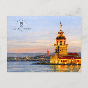 JUNGFERNTURM ISTANBUL, TÜRKEI Aquarell Postkarte