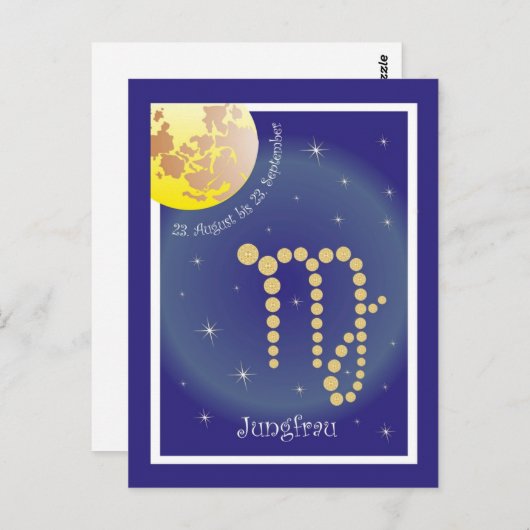 Jungfrau 23. August bis 23. September Postkarte (Vorne/Hinten)