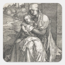 Jungfrau an einer Mauer von Albrecht Durer Quadratischer Aufkleber