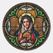 Jungfrau aus Hartglas Mary Heart Envelope Runder Aufkleber (Vorderseite)