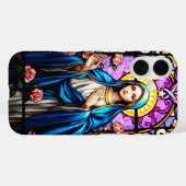 Jungfrau aus Hartglas Mary Katholic Christlich Case-Mate iPhone Hülle (Rückseite (Horizontal))