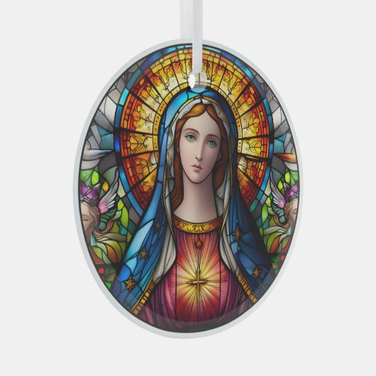 Jungfrau aus Hartglas Mary Ornament Aus Glas (Vorderseite Rechts)