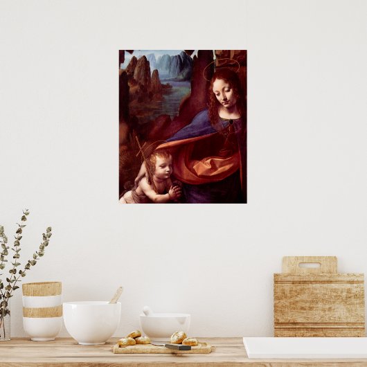 Jungfrau der Felsen durch Leonardo da Vinci Poster (Küche)
