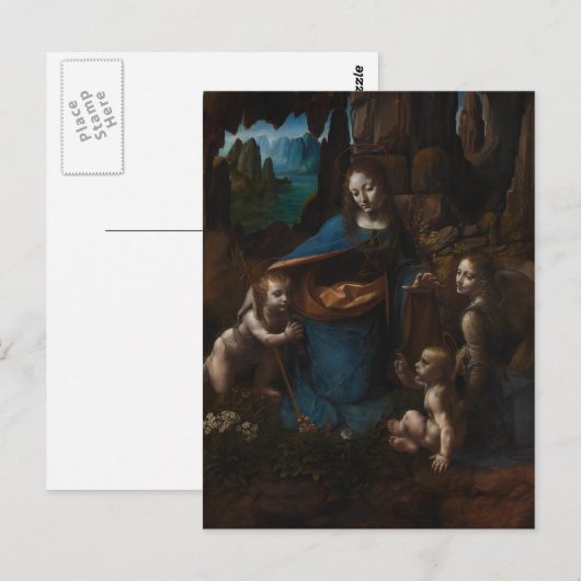 Jungfrau der Felsen durch Leonardo da Vinci Postkarte (Vorne/Hinten)