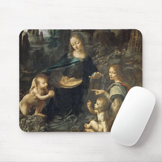 Jungfrau der Felsen, Leonardo da Vinci Mousepad (Mit Mouse)