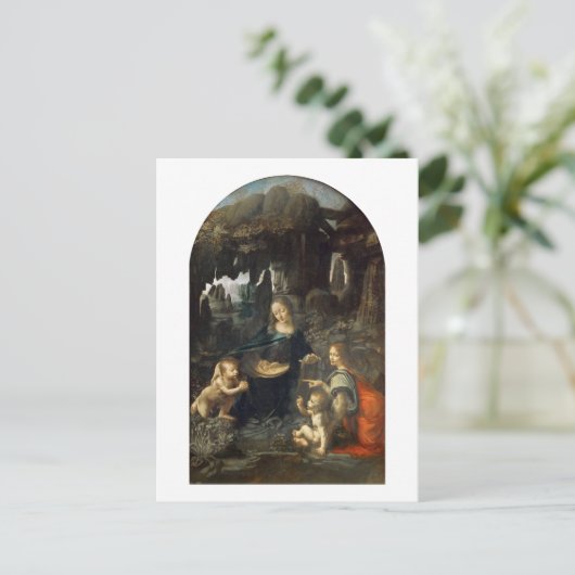 Jungfrau der Felsen, Leonardo da Vinci Postkarte (Stehend Vorderseite)