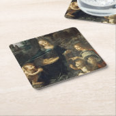 Jungfrau der Felsen, Leonardo da Vinci Rechteckiger Pappuntersetzer (angewinkelt)