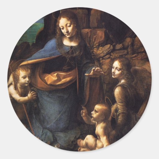 Jungfrau der Felsen Runder Aufkleber (Vorderseite)