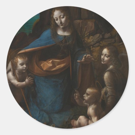 Jungfrau der Felsen Runder Aufkleber (Vorderseite)