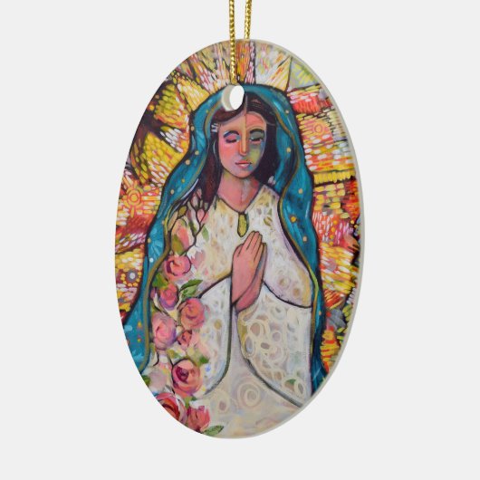 Jungfrau der Guadalupe-Weihnachtsverzierung Keramikornament (Links)