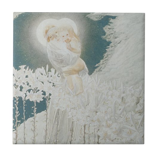 Jungfrau der Lilien Fliese (Vorderseite)