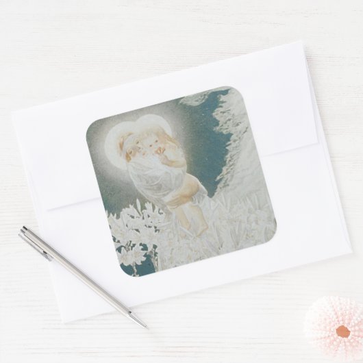 Jungfrau der Lilien Quadratischer Aufkleber (Umschlag)