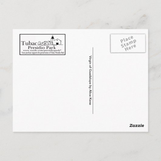 Jungfrau der Postkarte Guadalupe (Rückseite)