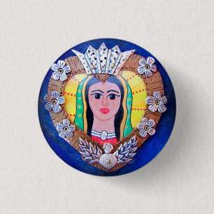 Jungfrau des Guadalupe-Herzknopfes Button