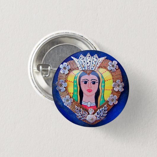 Jungfrau des Herzens von Guadalupe Button (Vorne & Hinten)