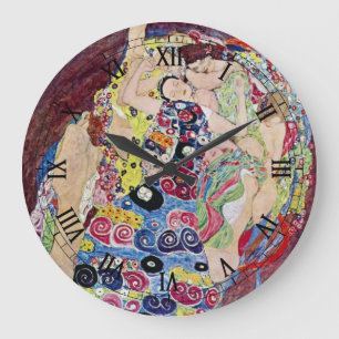 Jungfrau (Die Jungfrau), Gustav Klimt, Vintage Art Große Wanduhr