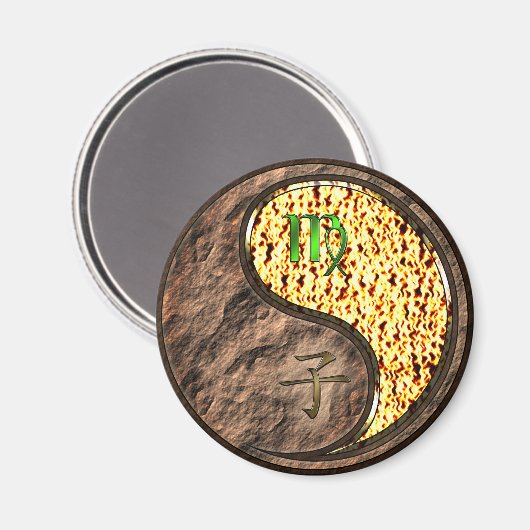 Jungfrau & Feuer-Ratte Magnet (Vorderseite/Rückseite)