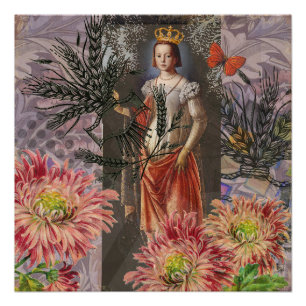 Jungfrau-Frauenporträt Antik Bunt Reich Poster