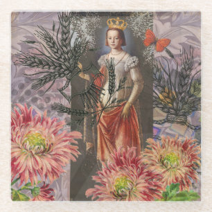 Jungfrau-Frauenporträt Antik Farbige Reich Glasuntersetzer