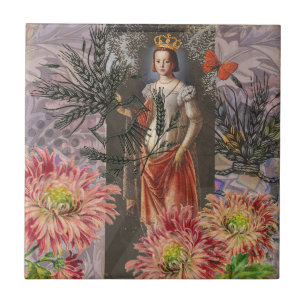 Jungfrau-Frauenporträt Antik Farbreich Reich Fliese