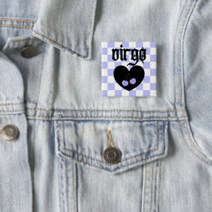 Jungfrau Gothic Ästhetik Schachbrett-Kirsch-Design Button