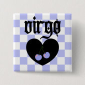 Jungfrau Gothic Ästhetik Schachbrett-Kirsch-Design Button (Vorderseite)