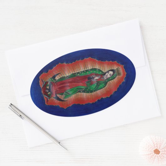 Jungfrau Guadalupe Ovaler Aufkleber (Umschlag)