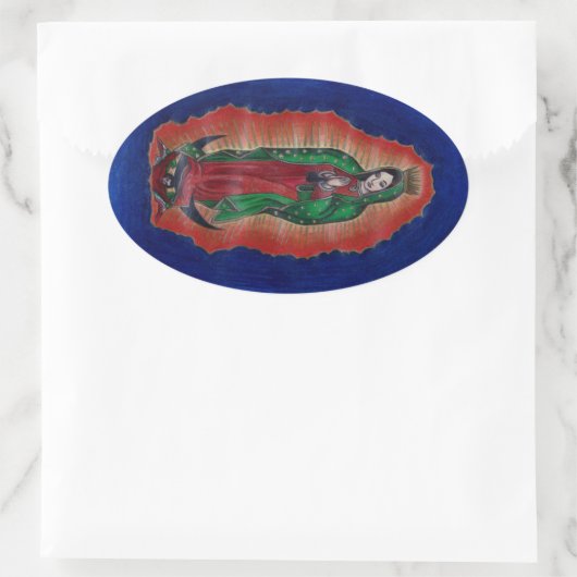 Jungfrau Guadalupe Ovaler Aufkleber (Tasche)