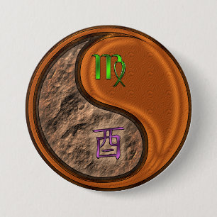 Jungfrau & Holz Hahn Button