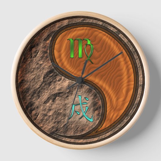 Jungfrau & Holz Hund Uhr (Vorderseite)