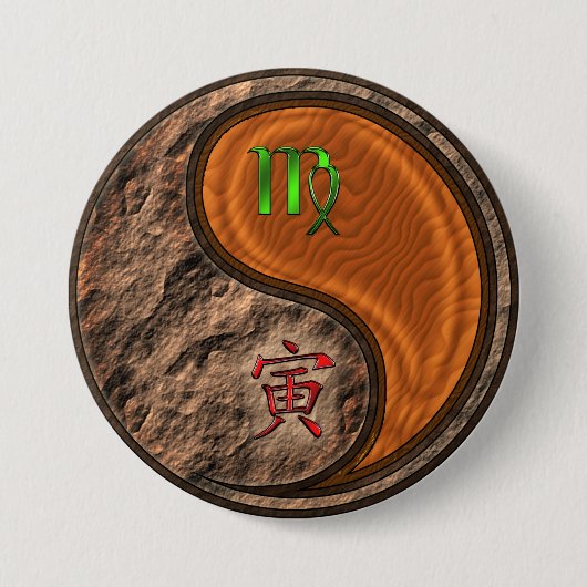 Jungfrau & Holz Tiger Button (Vorderseite)
