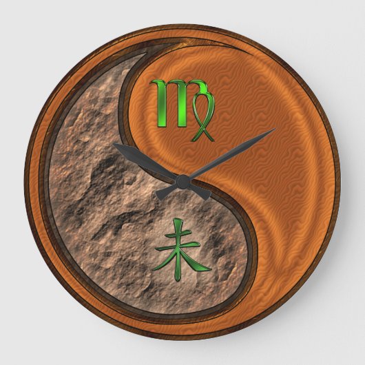 Jungfrau & Holz Ziege Große Wanduhr (Vorderseite)