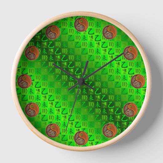 Jungfrau & Holz Ziege Uhr (Vorderseite)