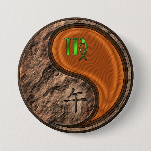 Jungfrau & Holzpferd Button (Vorderseite)