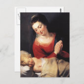 Jungfrau in der Adoration vor dem Christkind Postkarte (Vorne/Hinten)