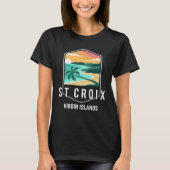 Jungfrau Islands Beach Sunset Palm Tree St Croix V T-Shirt (Vorderseite)
