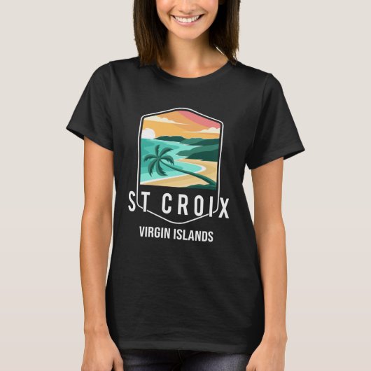 Jungfrau Islands Beach Sunset Palm Tree St Croix V T-Shirt (Vorderseite)