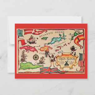 Jungfrau Islands Map Postcard Postkarte