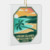 Jungfrau Islands Nationalpark Minimal Retro Emblem Keramikornament (Rechts)