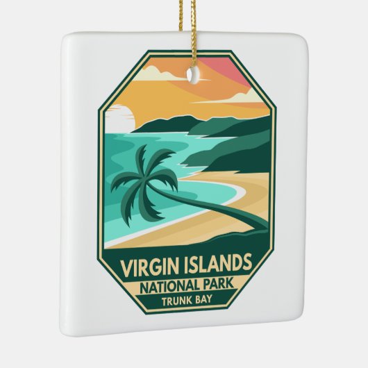 Jungfrau Islands Nationalpark Minimal Retro Emblem Keramikornament (Rechts)